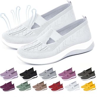 Generic Womens Orthopedic Walking Shoes - Comfortable Arch Support Sneakers - Wide Slide-in Breathable Design (White, Adult, Women, 7.5, Numeric, UK Footwear 