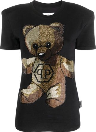 Philipp Plein Sexy Pure Fit crystal-embellished T-shirt - women - Elastane/Polyester - S - Black