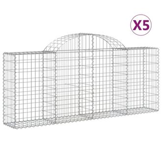 Berkfield Home Arched Gabion Baskets 5 pcs 200x30x80/100 cm Galvanised Iron in Silver