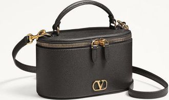 Valentino Garavani Mini Vanity Bag Vlogo Signature In Vitello Granato Donna NERO UNI