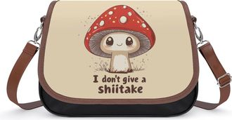 Generic I Dont Give A Shiitake Crossbody Bag Womens Handbag PU Message Bags Shoulder Purse with Adjustable Strap