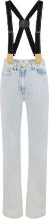 Elisabetta Franchi Cotton denim broek met bretels - Dames - Regular Fit Jeans - Blauw - W26 - Denim - Jeans