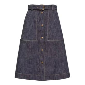 Moncler Denim Skirts, female, Blue, Size: XS Denim Knee-Length Skirt