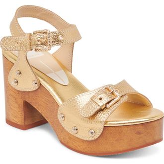 Dolce Vita Yandy Ankle Strap Platform Sandal in Gold Leather at Nordstrom Rack, Size 8