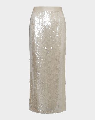 TWP Sylkie Sequined Sheer Midi Skirt