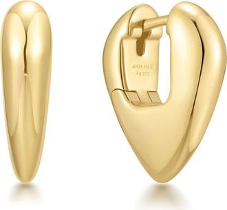 Ania Haie Puffy Shield Huggie Hoop Earrings in Shiny Gold at Nordstrom
