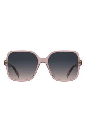 Longchamp Le Pliage 57mm Gradient Modified Rectangular Sunglasses in Transparent Rose at Nordstrom