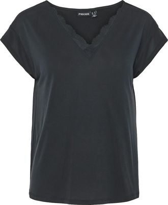 Pieces T-shirt met korte mouwen en V-hals