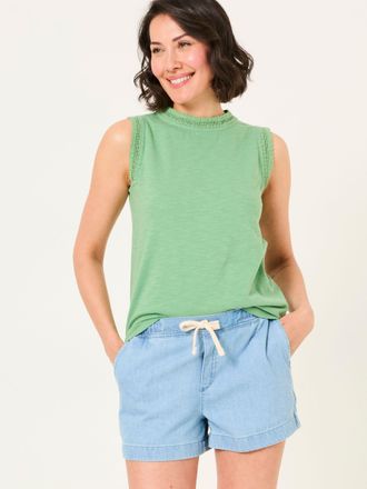 Fat Face FatFace Isla Green Lace Jersey Tank Top