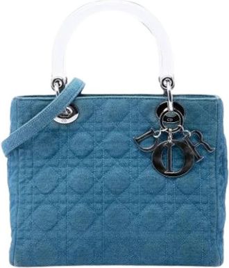 Dior Pre-owned Lady Satchel - Dames - Vintage Handtas - Blauw - ONE Size - Denim - Vintage