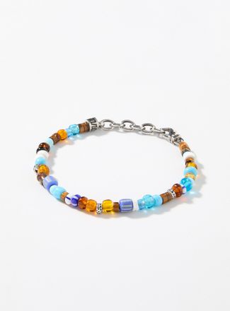Mancino Mens Murano bead and natural stone bracelet