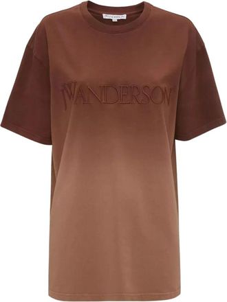 J.W.Anderson Logo Embroidery Gradient T-Shirt - Dames - T-shirts - Bruin - S - Katoen - Tops