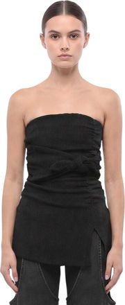 Ganni Black Solid Strapless Top
