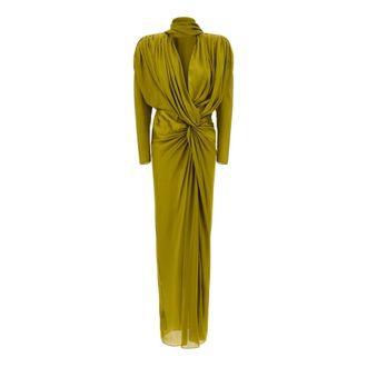 Balmain Abito Lungo in Seta Charmeuse - - Dresses - Donna - Verde - XS