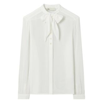 Tory Burch Tory Burch, Shirts, female, White, Size: XS Georgette Bow Blouse