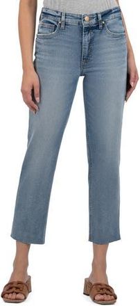 Kut from the Kloth Rachael Fab Ab High Waist Raw Hem Crop Jeans in Operated Blue at Nordstrom Rack, Size 16