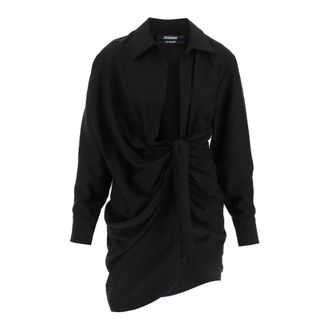 Jacquemus Kleedjes, Dames, Zwart, M, Katoen, Chique Zomerjurk