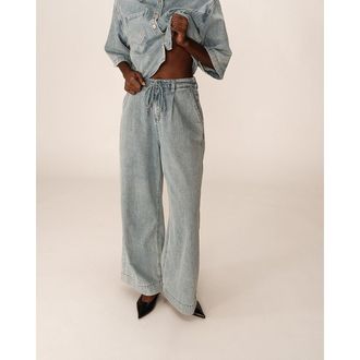 Grace & Mila Jeans met wijde pijpen en tailleband POMPON