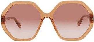 Chlo&eacute; 58mm Geometric Sunglasses in Orange Orange Orange at Nordstrom Rack