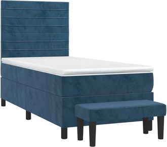 vidaXL Vidaxl - Cama Box Spring Con Colch&oacute;n Terciopelo Azul Oscuro 90x200 Cm