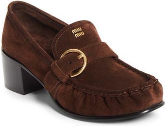 Miu Miu Buckled Soft Moc Loafer in Moro at Nordstrom, Size 40.5