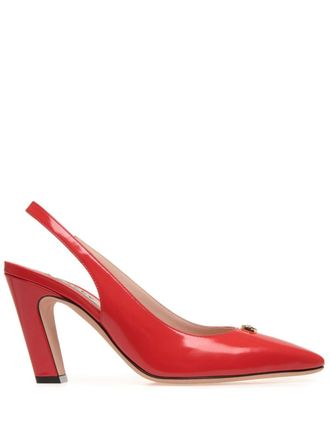 Bally Emblem-plaque slingback leather pumps - Red