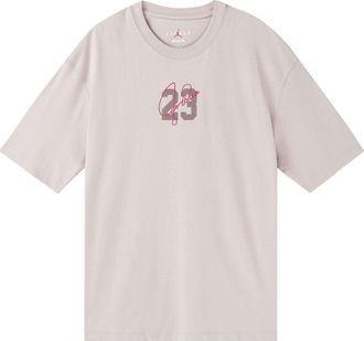 Nike Jordan (WMNS) Air Jordan Essentials Logo Alphabet Printing Round Neck Loose Short Sleeve Pink T-Shirt DM3245-286