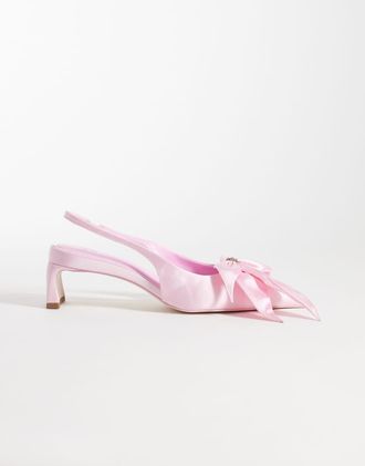 JW PEI Queena - D&eacute;collet&eacute; rosa con cinturino posteriore e applicazioni floreali