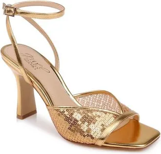 Badgley Mischka Zaha Ankle Strap Sandal in Gold Antique at Nordstrom, Size 9.5
