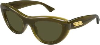 Bottega Veneta Cat Eye Zonnebril - Dames - Zonnebrillen - Groen - 53 MM - Nylon - Accessoires