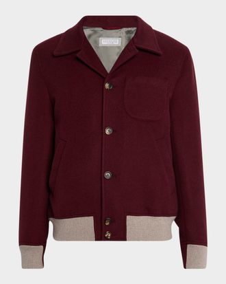 Brunello Cucinelli Men & apos;s Wool Button-Front Bomber Jacket