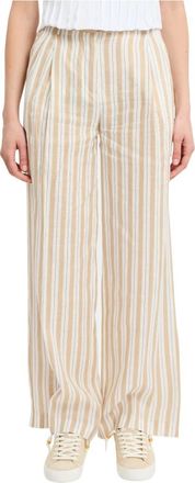 Semicouture Broeken, Dames, Beige, XS, Linnen, Cressidra Wijde Broek