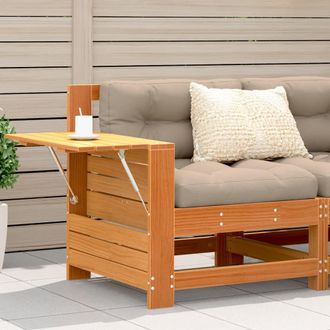 vidaXL Sof&aacute; Jard&iacute;n Con Reposabrazos Y Coj&iacute;n Madera Pino Marr&oacute;n Cera Vidaxl