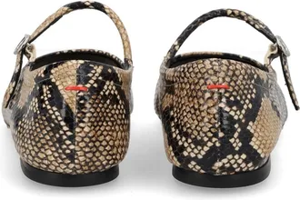 Aeyde Snake Print Calf Leather Mary-Jane Flat - Hazelnut