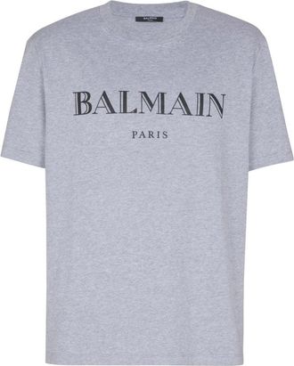 Balmain T-shirt met print - Heren - T-shirts - Grijs - S - Katoen - Tops