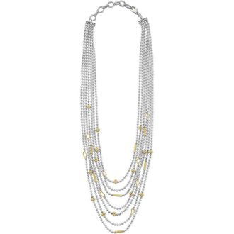 Lagos Two-Tone Caviar Icon Five-Row Strand Necklace in Silver/Gold at Nordstrom, Size 16
