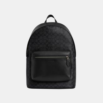 Coach Mens West Backpack in Signature Bag - Charcoal - One Size