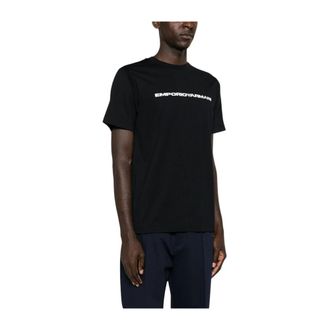Emporio Armani T-shirt met ronde hals - Heren - T-shirts - Zwart - M - Katoen - Tops