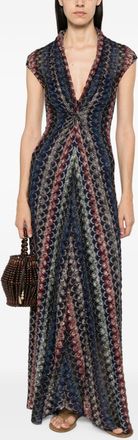 Missoni Womens Long Dress Multicolour Knit Viscose