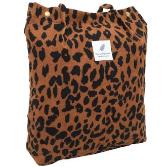 Supvox TEHAUX Large Corduroy Shoulder Tote Bag for Women, Leopard Print Single Shoulder Pouch Extra Large 41x12x40cm Capacity, Casual School and Work Handbag