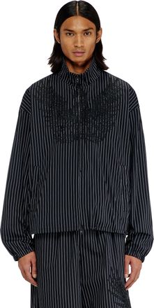 Diesel Nylon pinstripe Jacket with Phoenix embroidery - Jackets - Man - Black