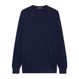Brooks Brothers Truien & Vesten, Heren, Blauw, M, Kasjmier, Zijden Kasjmier Ronde Hals Trui