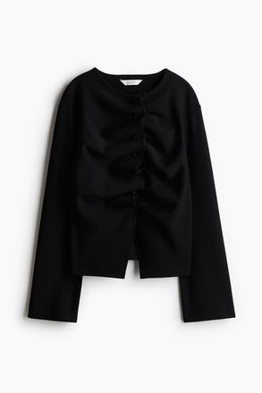 H&M Geraffter Cardigan - Schwarz