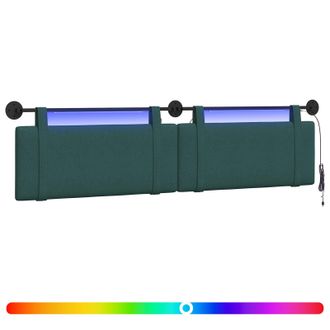 vidaXL Cabecero Colgante Con Luz Led Verde Oscuro Tela Vidaxl