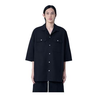 Rick Owens Short Sleeve Shirts, male, Black, Size: XL Magnum Tommy Shirt