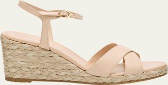 Stuart Weitzman Dayna Leather Crisscross Espadrille Sandals