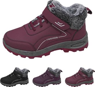 Generic Snow Boots Womens Outdoor Fur Lining Winter Shoes Waterproof Warm Hiking Booties Cold Weather Anti Slip Lightweight Ankle Bootie Ladies Slip On Boots 