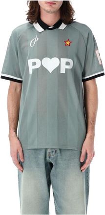 Pop Trading Company Tops, Heren, Groen, L, Polyester, Sporty Pop Shirt Stormy Sea Ss 25