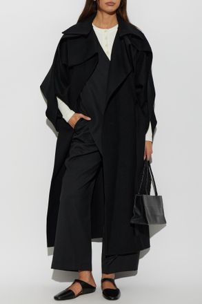 Issey Miyake Wool Coat With Belt, Womens, Black