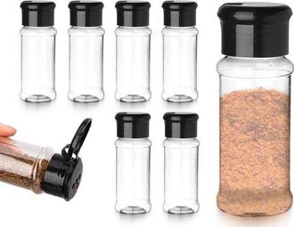 No Brand Juego De 6 Saleros Y Pimenteros Transparentes De 100 Ml - Pl&aacute;stico
